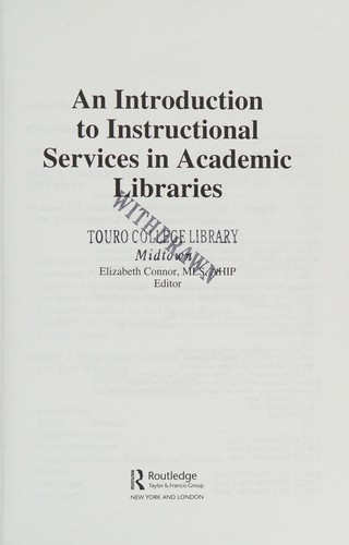 Cover for An introduction to instructional services in academic libraries