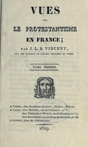 Cover for Vues sur le protestantisme en France