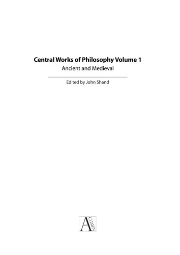 Cover for CENTRAL WORKS OF PHILOSOPHY; V. 1: ANCIENT AND MEDIEVAL; ED. BY JOHN SHAND.