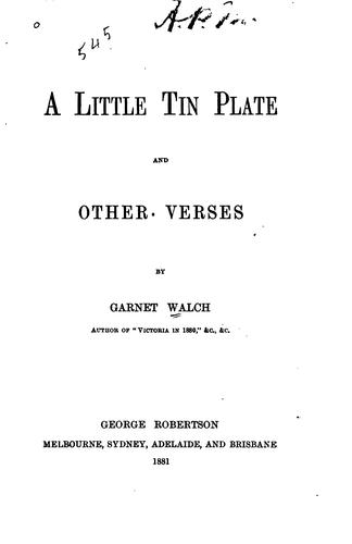 Cover for A Little Tin Plate and Other Verses
