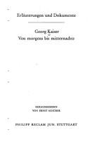 Cover for Georg Kaiser, Von morgens bis mitternachts