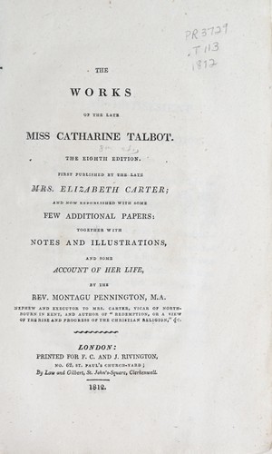 Cover for The works of the late Miss Catherine Talbot