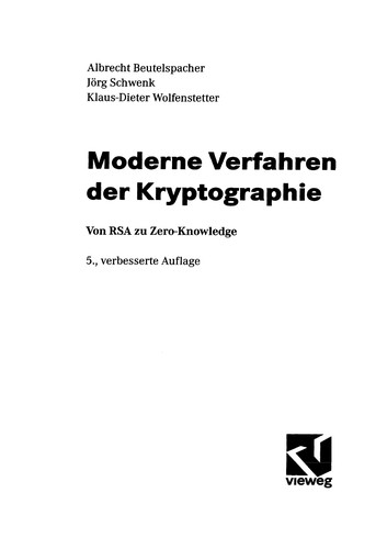 Cover for Moderne Verfahren der Kryptographie