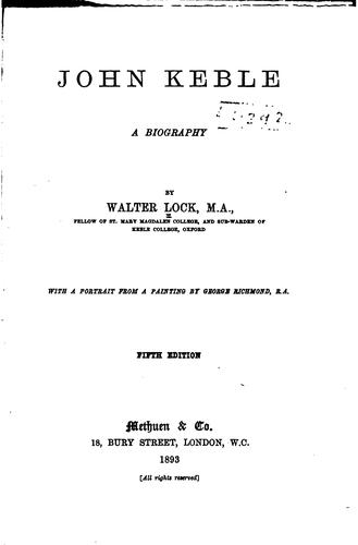 Cover for John Keble: A Biography