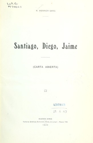 Cover for Santiago, Diego, Jaime, (carta abierta)