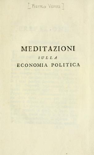Cover for MEDITAZIONI SULLA ECONOMIA POLITICA.