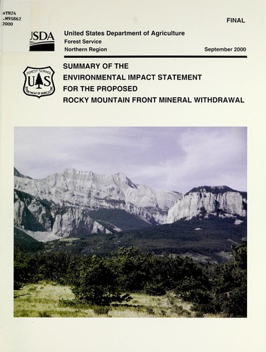 Cover for Summary of the environmental impact statement for the proposed Rocky Mountain front mineral withdrawal