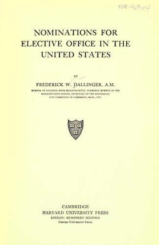 Cover for Nominations for elective office in the United States