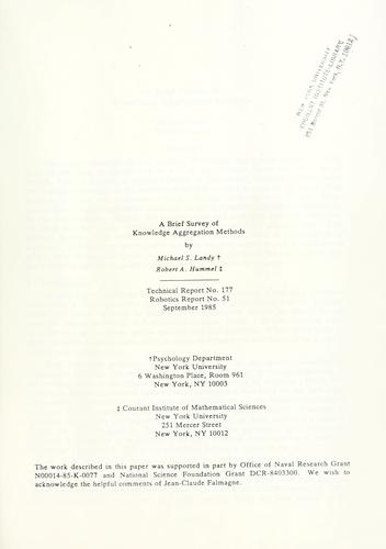 Cover for A brief survey of knowledge aggregation methods