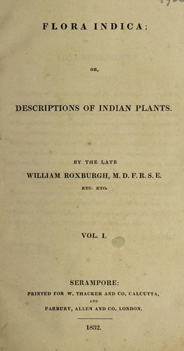 Cover for Flora Indica; or descriptions of Indian plants