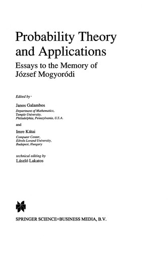 Cover for Probability Theory and Applications