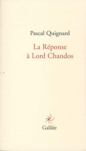 Cover for La réponse à lord Chandos