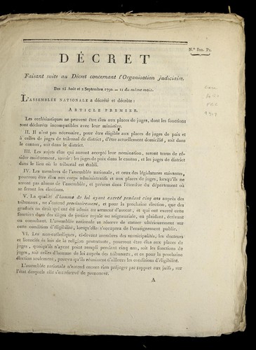 Cover for De cret faisant suite au de cret concernant l'organisation judiciaire