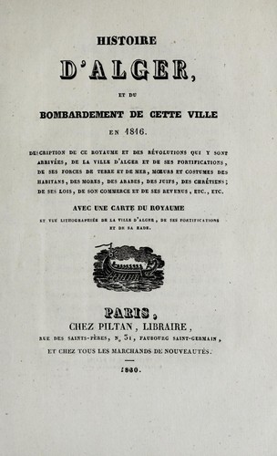 Cover for Histoire d'Alger, et du bombardement de cette ville en 1816