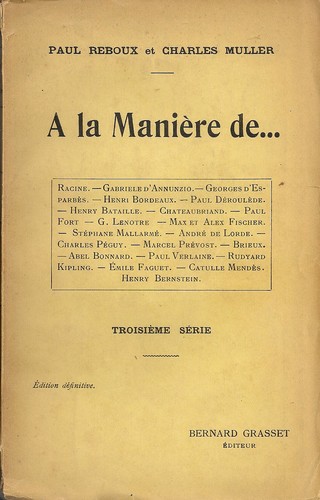 Cover for A la manière de ...