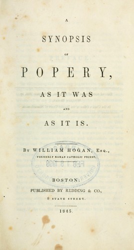 Cover for A synopsis of popery, as it was and as it is