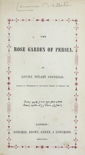 Cover for The rose garden of Persia.