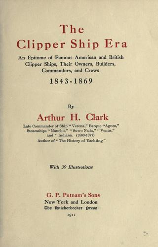 Cover for The clipper ship era