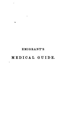 Cover for The emigrant's medical guide
