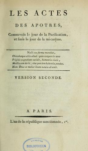 Cover for Les Actes des Apôtres