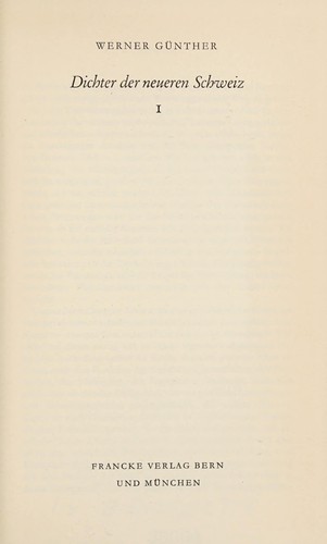 Cover for Dichter der neueren Schweiz