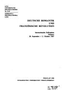 Cover for Deutsche Romantik und Französische Revolution
