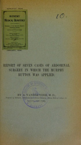 Cover for Report of seven cases of abdominal surgery in which the Murphy button was applied