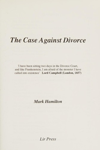 Cover for The case against divorce