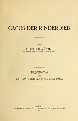 Cover for Cacus der Rinderdieb