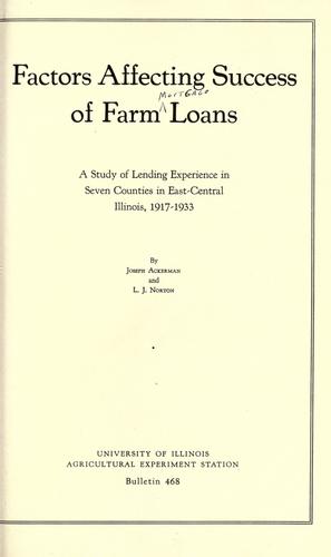 Cover for Factors affecting success of farm loans