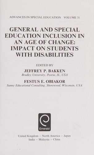 Cover for General and Special Education Inclusion in an Age of Change