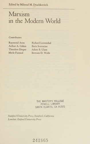 Cover for Marxism in the modern world