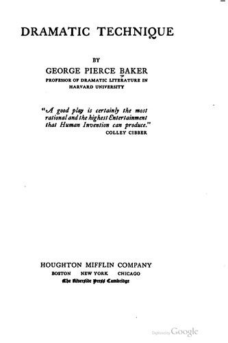 Cover for Dramatic technique