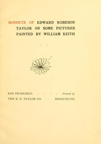 Cover for Sonnets of Edward Robeson Taylor on some pictures painted by William Keith.