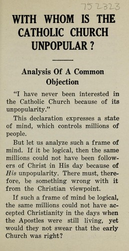 Cover for With whom is the Catholic Church unpopular?