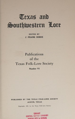 Cover for Texas and Southwestern Lore