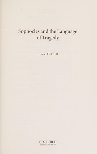 Cover for Sophocles and the language of tragedy