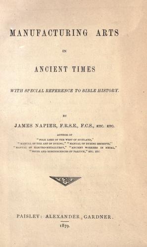 Cover for Manufacturing arts in ancient times