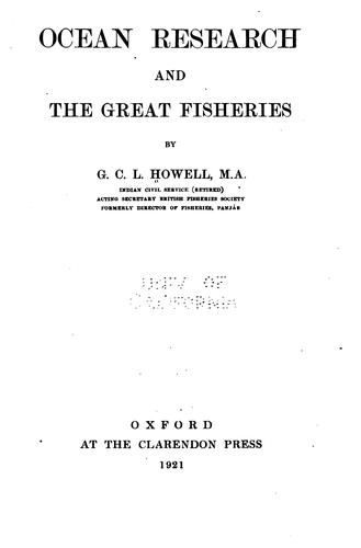 Cover for Ocean research and the great fisheries