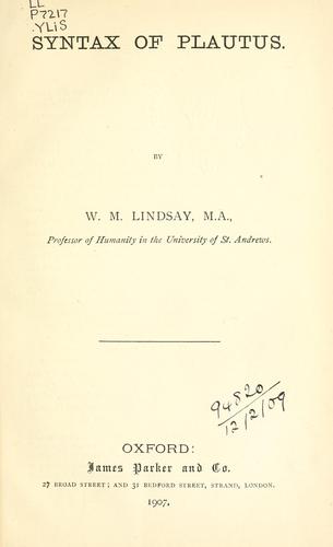 Cover for Syntax of Plautus.