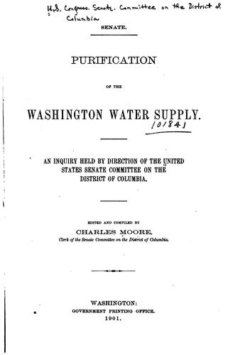 Cover for Purification of the Washington Water Supply: An Inquiry Held by Direction of ...