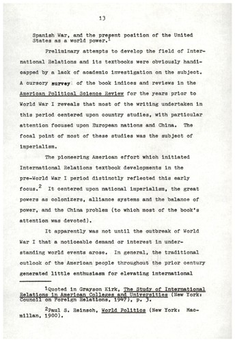 Cover for Critical analysis of theories and approaches to international relations as presented in college level textbooks