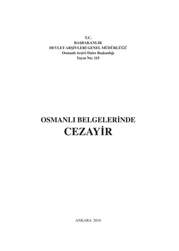 Cover for Osmanlı belgelerinde Cezayir