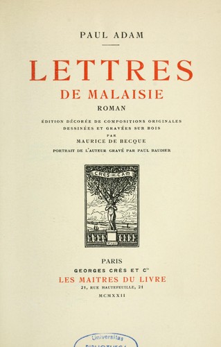 Cover for Lettres de Malaisie
