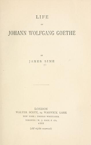 Cover for Life of Johann Wolfgang Goethe