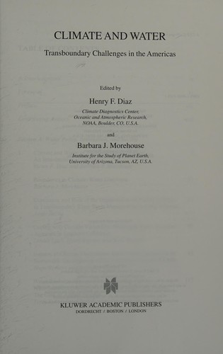 Cover for Climate and water