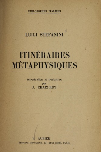 Cover for Itin©♭raires m©♭taphysiques