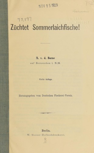 Cover for Züchtet Sommerlaichfische!