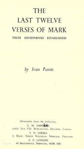 Cover for The last twelve verses of Mark