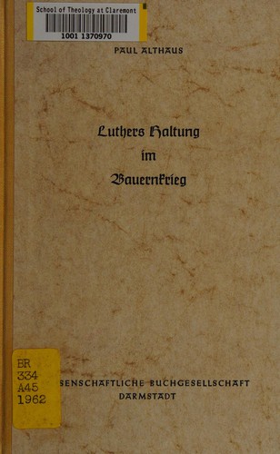 Cover for Luthers Haltung im Bauernkrieg.